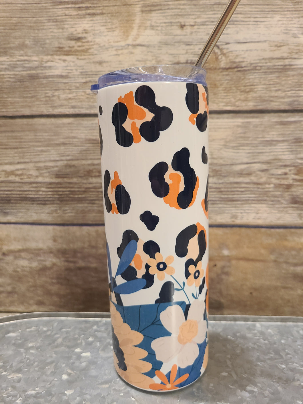 Leopard Floral Fall Tumbler